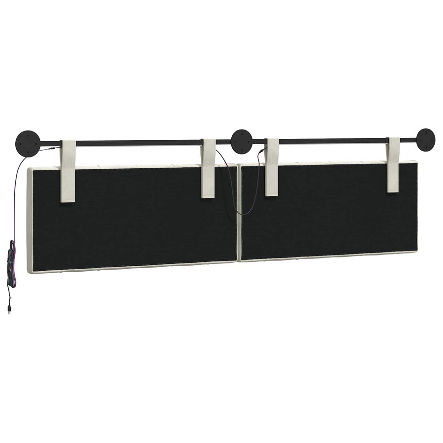 Hangend hoofdbord Met LED-verlichting Crèmekleurig Fluweel