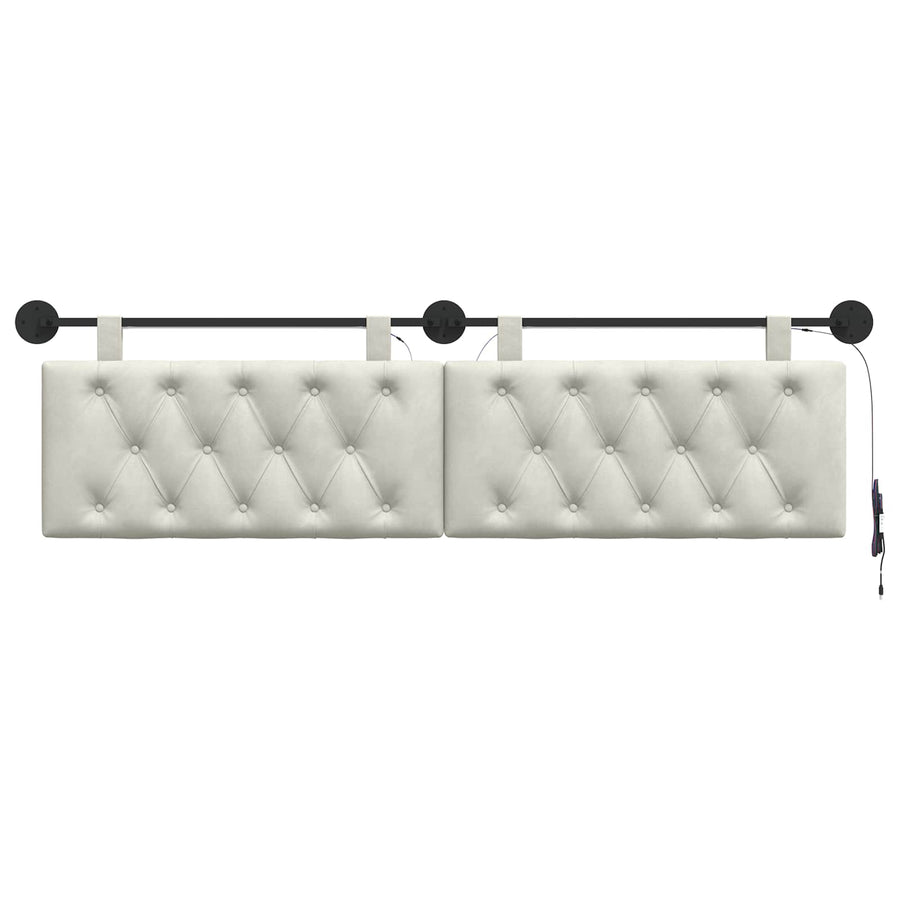 Hangend hoofdbord Met LED-verlichting Crèmekleurig Fluweel