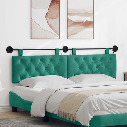 Hangend hoofdbord Met LED-verlichting Turquoise Fluweel