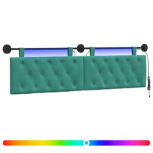 Hangend hoofdbord Met LED-verlichting Turquoise Fluweel