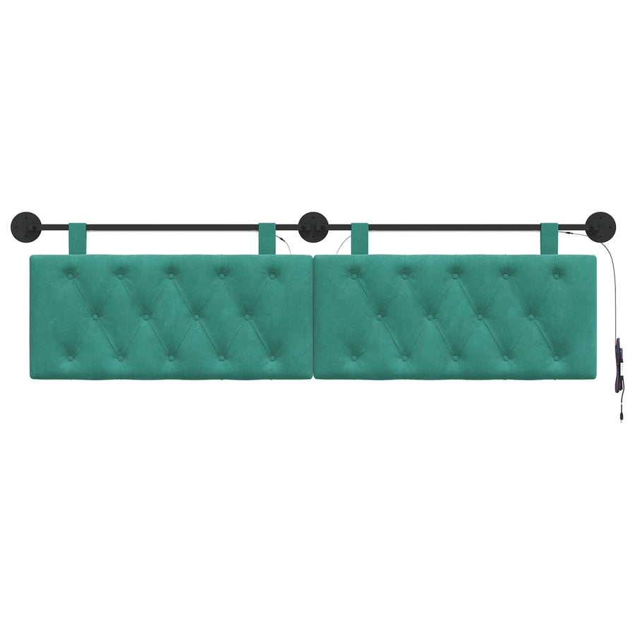 Hangend hoofdbord Met LED-verlichting Turquoise Fluweel