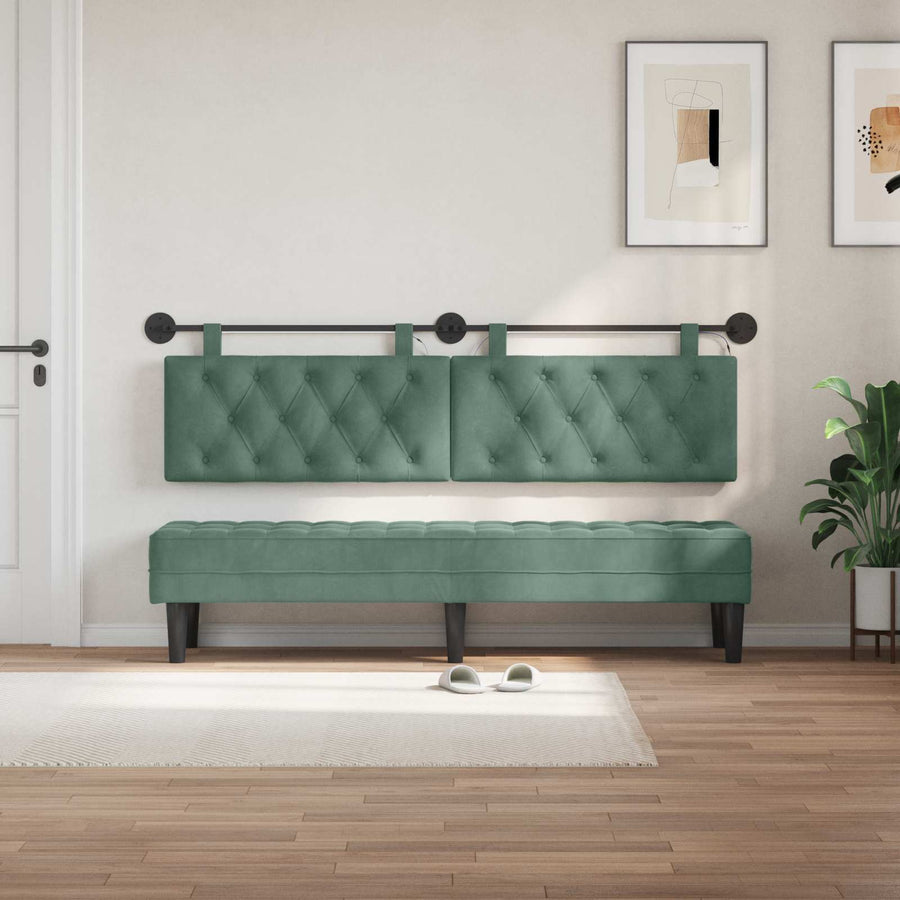 Hangend hoofdbord Met LED-verlichting Zeegroen Fluweel