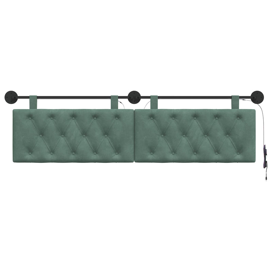 Hangend hoofdbord Met LED-verlichting Zeegroen Fluweel