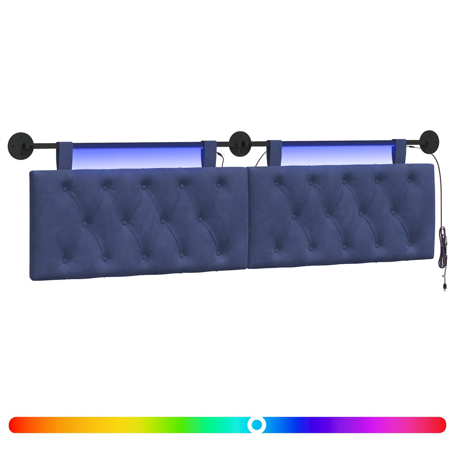 Hangend hoofdbord Met LED-verlichting Politieblauw Fluweel