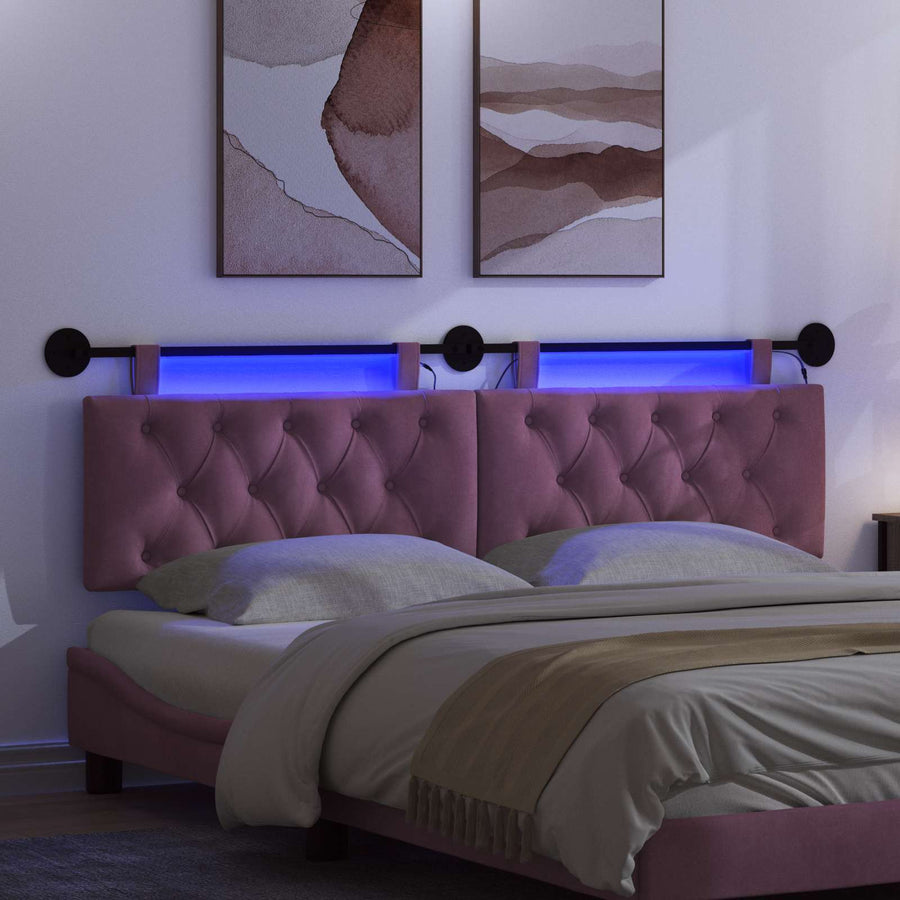 Hangend hoofdbord Met LED-verlichting Paars Fluweel