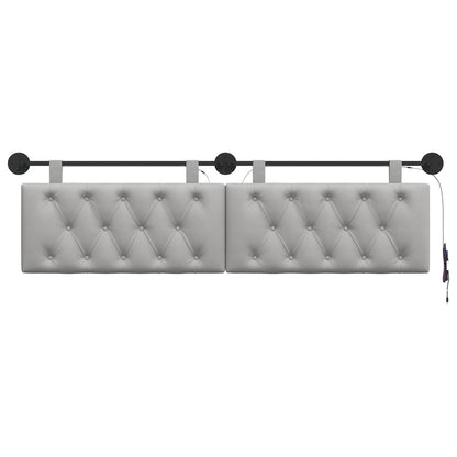 Hangend hoofdbord Met LED-verlichting Wolkengrijs Stof