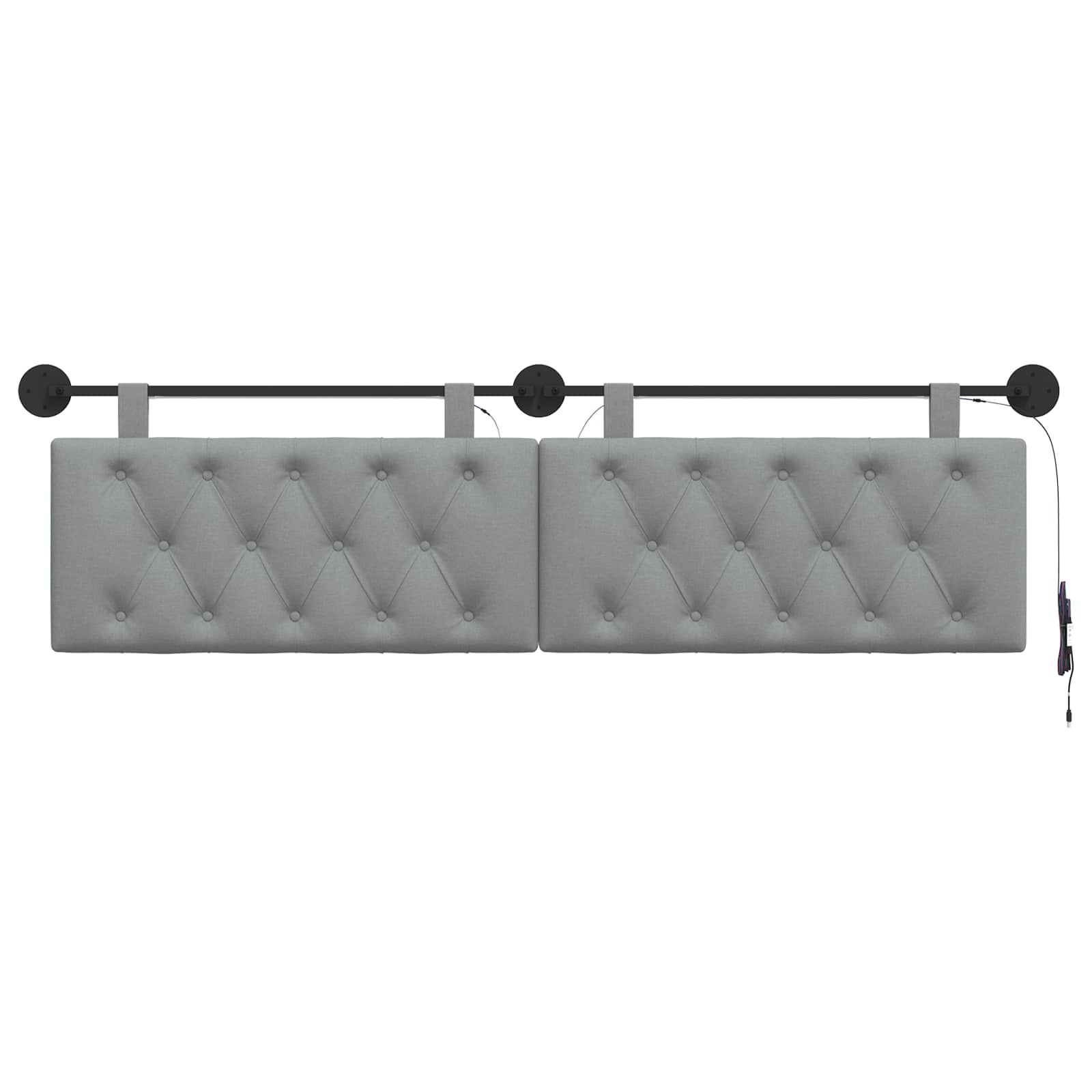 Hangend hoofdbord Met LED-verlichting Lichtgrijs Stof