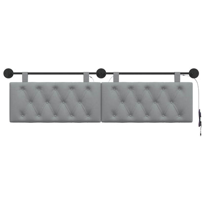 Hangend hoofdbord Met LED-verlichting Lichtgrijs Stof
