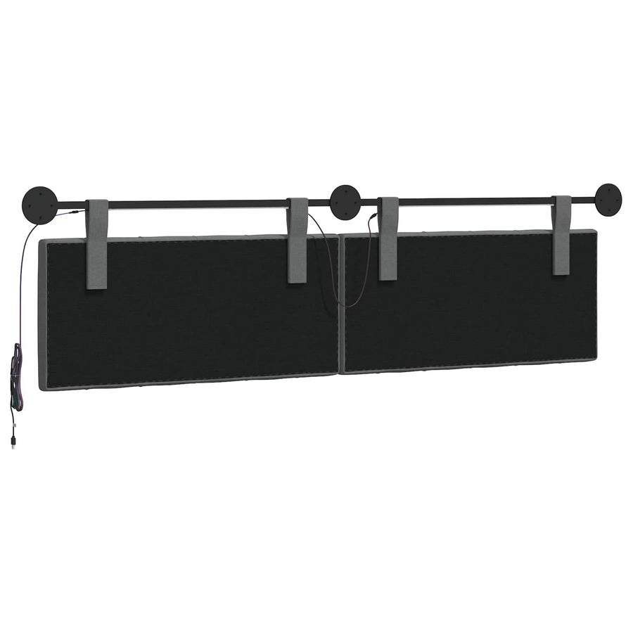 Hangend hoofdbord Met LED-verlichting Donkergrijs Stof