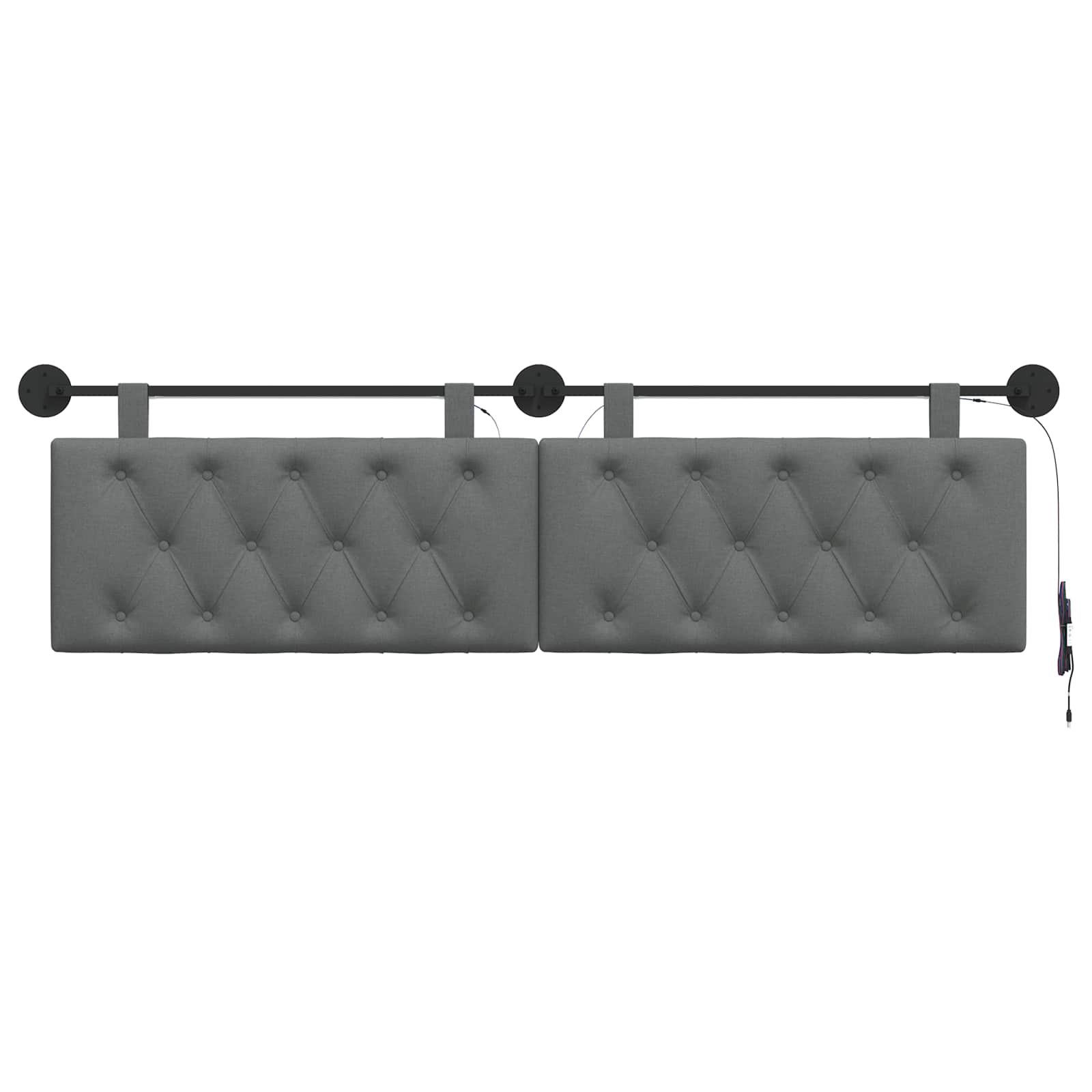 Hangend hoofdbord Met LED-verlichting Donkergrijs Stof