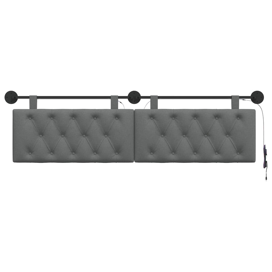 Hangend hoofdbord Met LED-verlichting Donkergrijs Stof