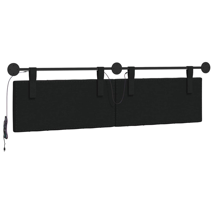 Hangend hoofdbord Met LED-verlichting Zwart Stof