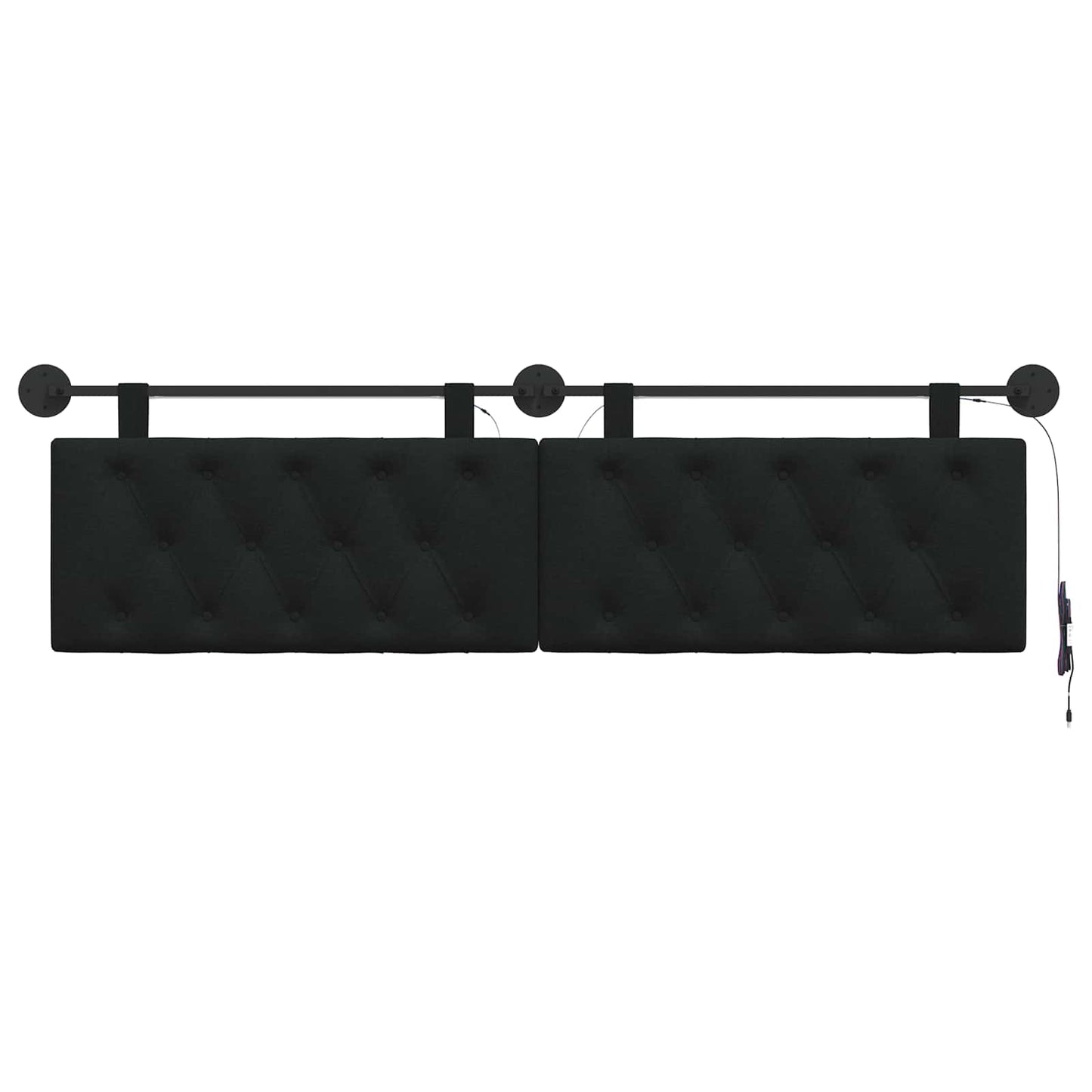 Hangend hoofdbord Met LED-verlichting Zwart Stof
