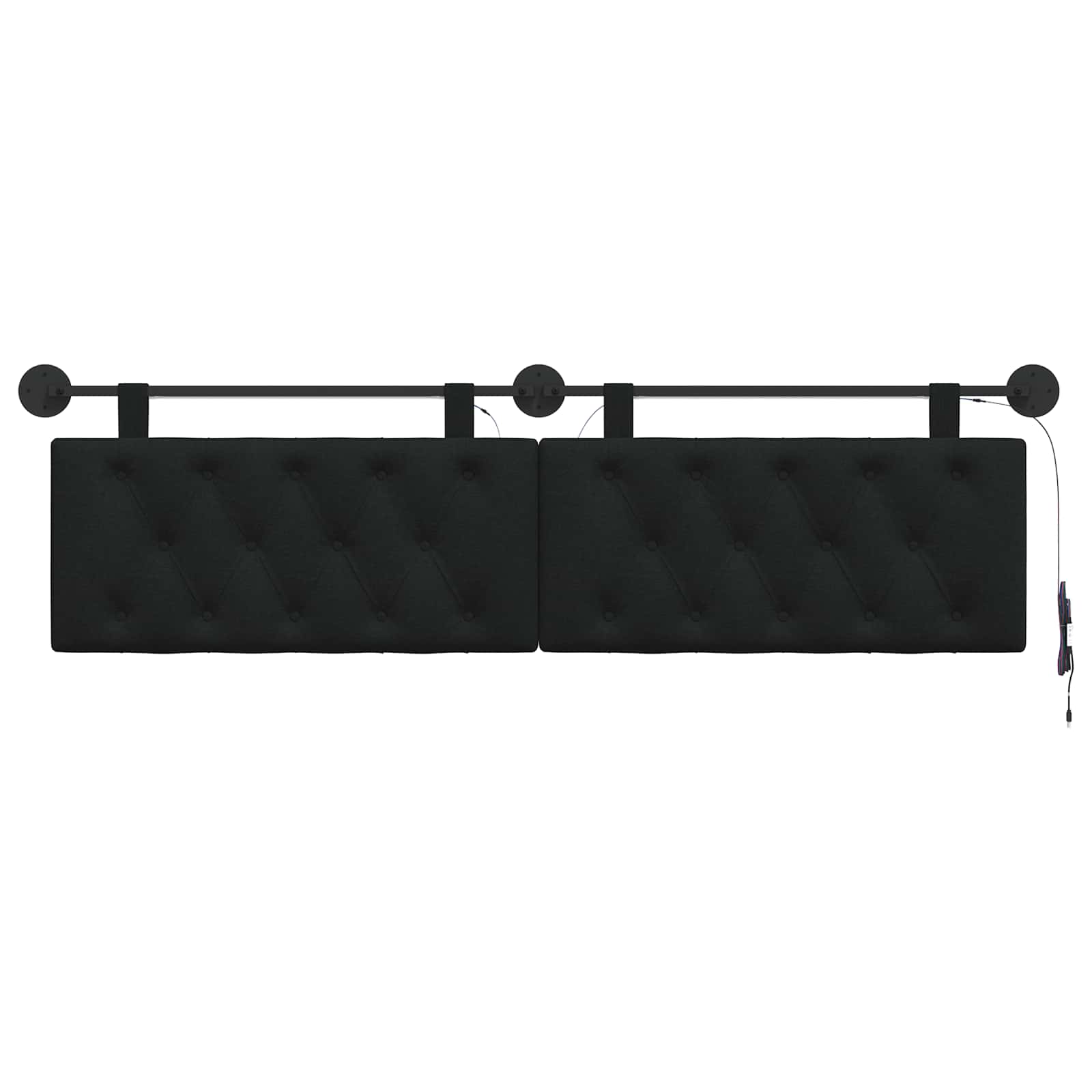 Hangend hoofdbord Met LED-verlichting Zwart Stof