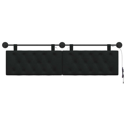 Hangend hoofdbord Met LED-verlichting Zwart Stof