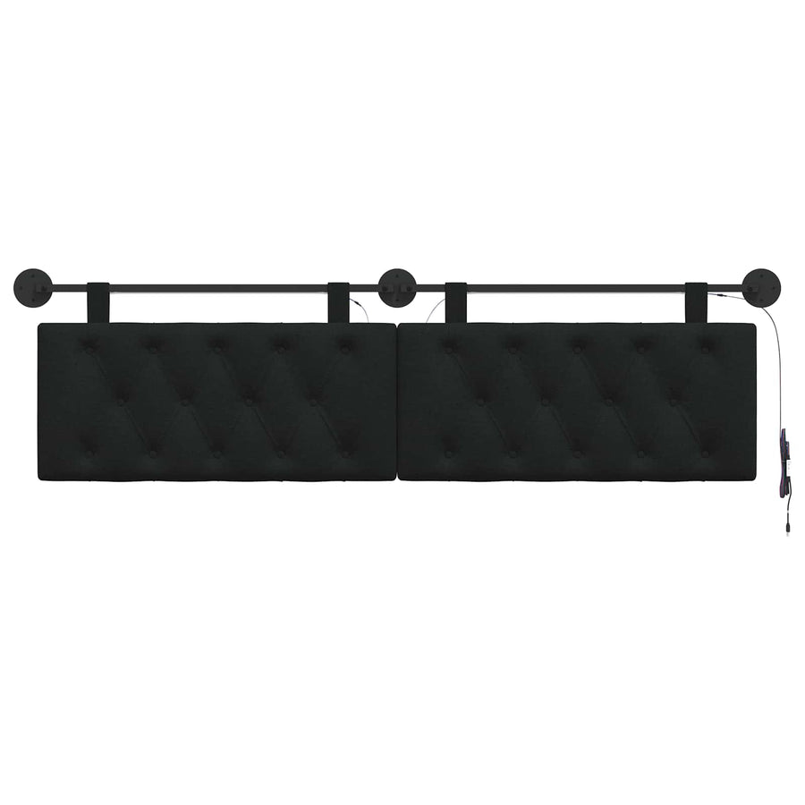 Hangend hoofdbord Met LED-verlichting Zwart Stof