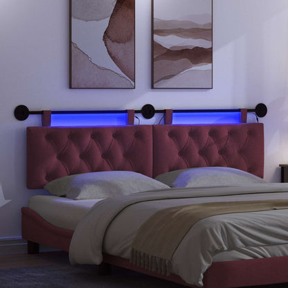 Hangend hoofdbord Met LED-verlichting Wijnrood Stof