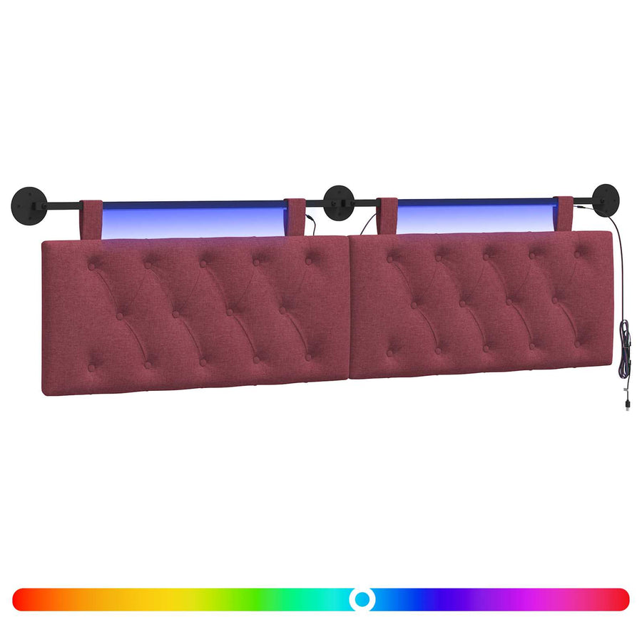 Hangend hoofdbord Met LED-verlichting Wijnrood Stof