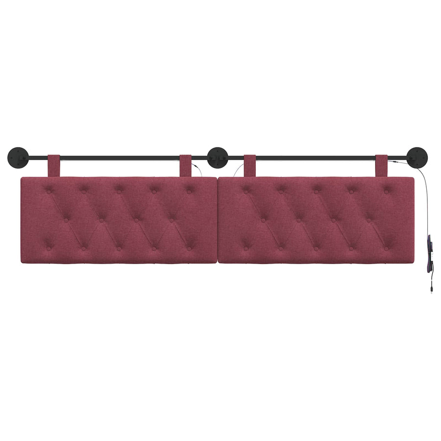 Hangend hoofdbord Met LED-verlichting Wijnrood Stof