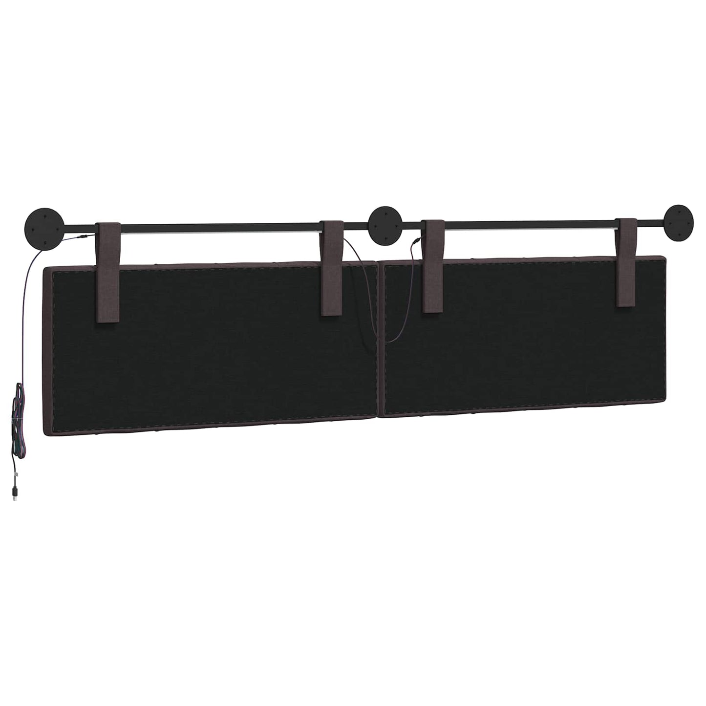 Hangend hoofdbord Met LED-verlichting Donkerbruin Stof