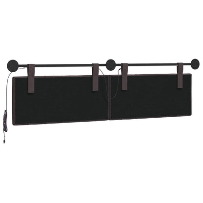 Hangend hoofdbord Met LED-verlichting Donkerbruin Stof