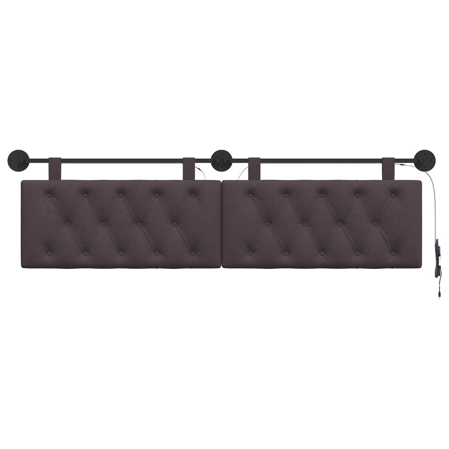 Hangend hoofdbord Met LED-verlichting Donkerbruin Stof