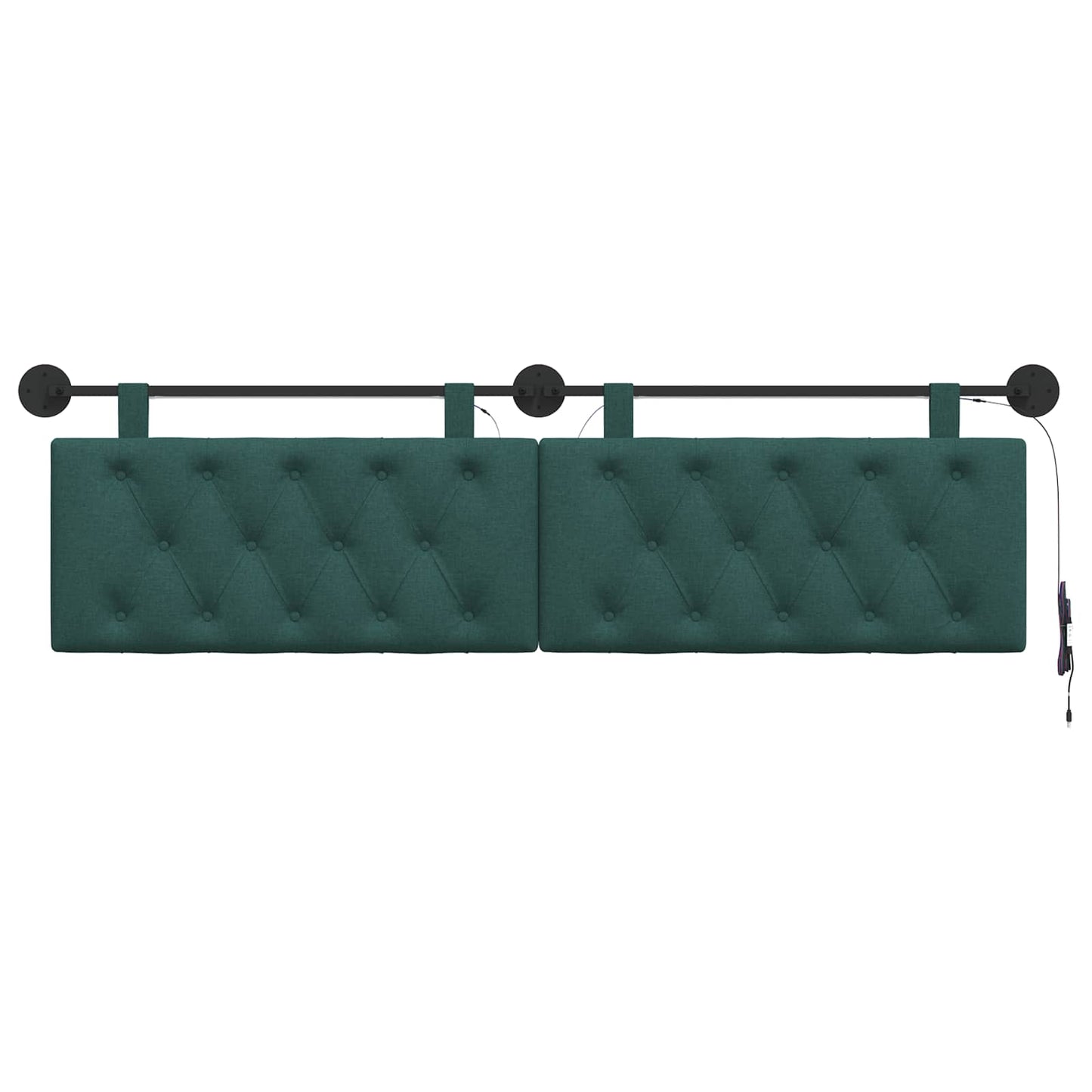 Hangend hoofdbord Met LED-verlichting Donkergroen Stof