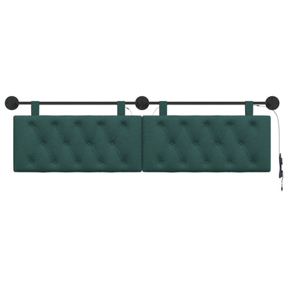 Hangend hoofdbord Met LED-verlichting Donkergroen Stof