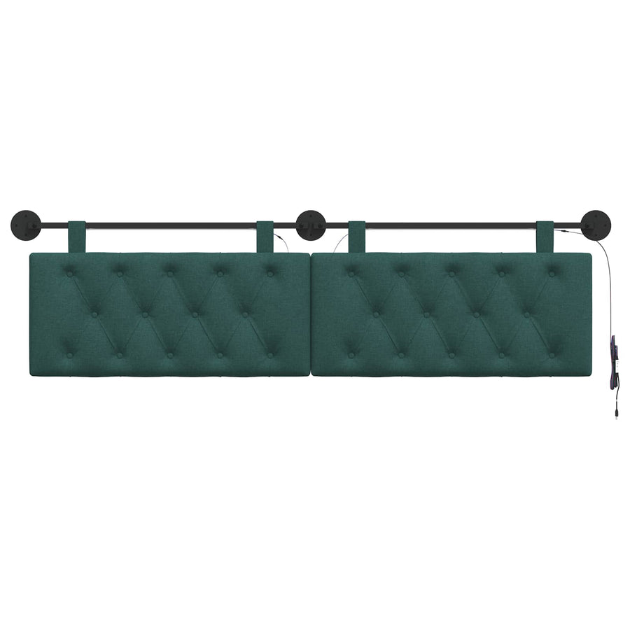 Hangend hoofdbord Met LED-verlichting Donkergroen Stof