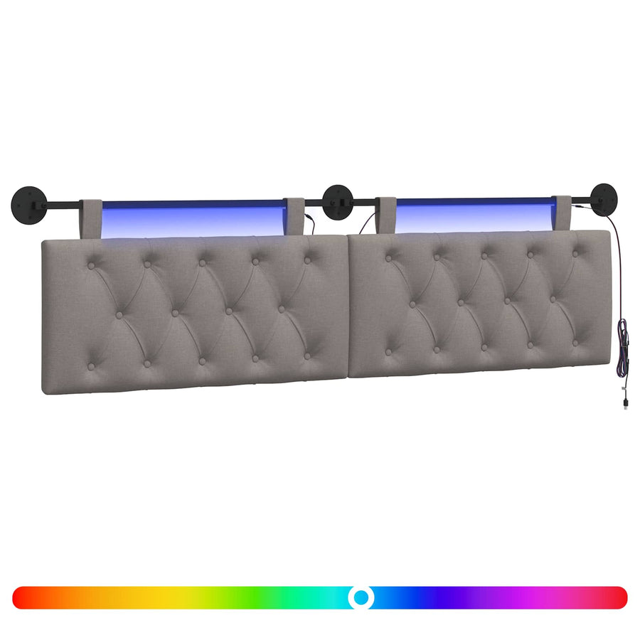 Hangend hoofdbord Met LED-verlichting Taupe Stof