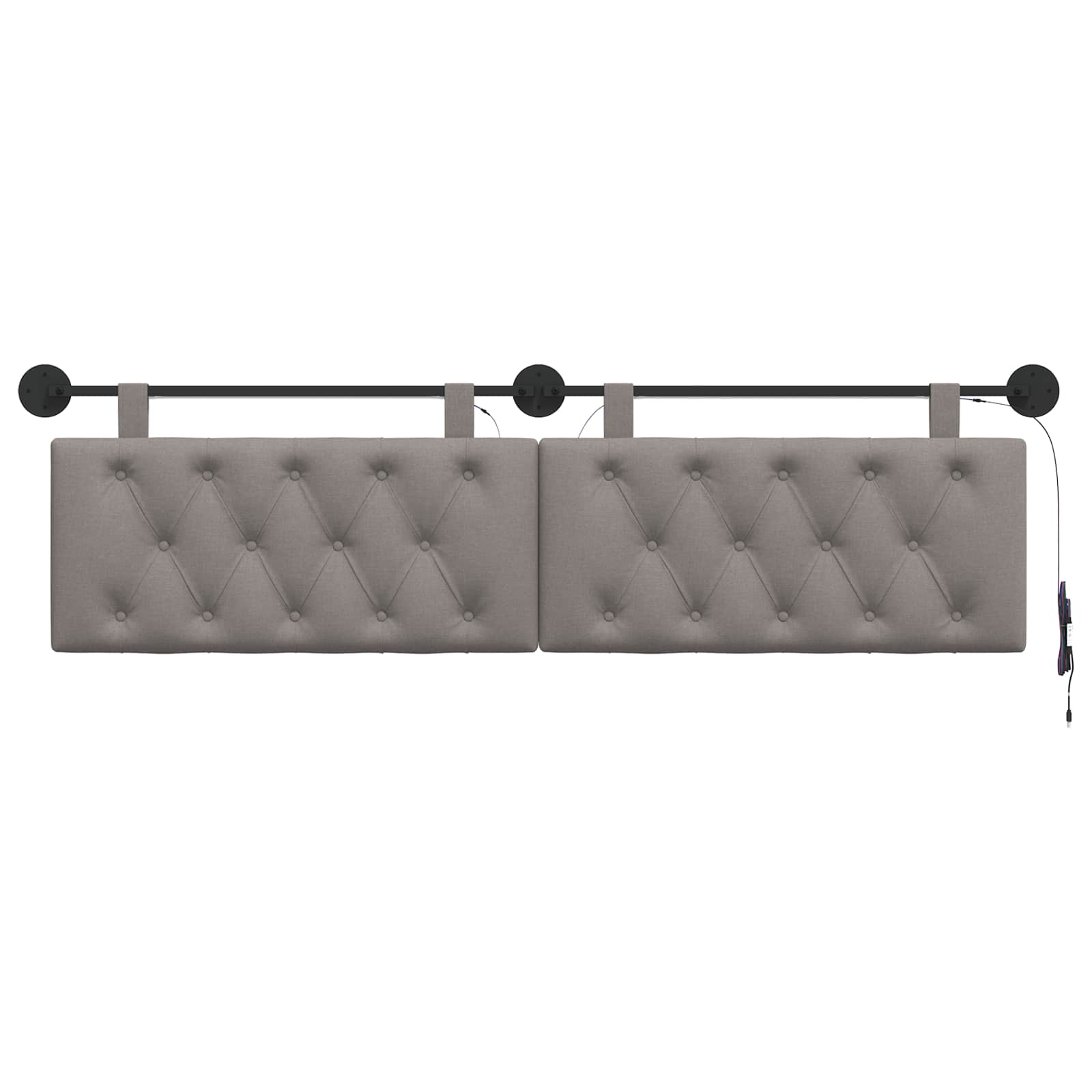 Hangend hoofdbord Met LED-verlichting Taupe Stof