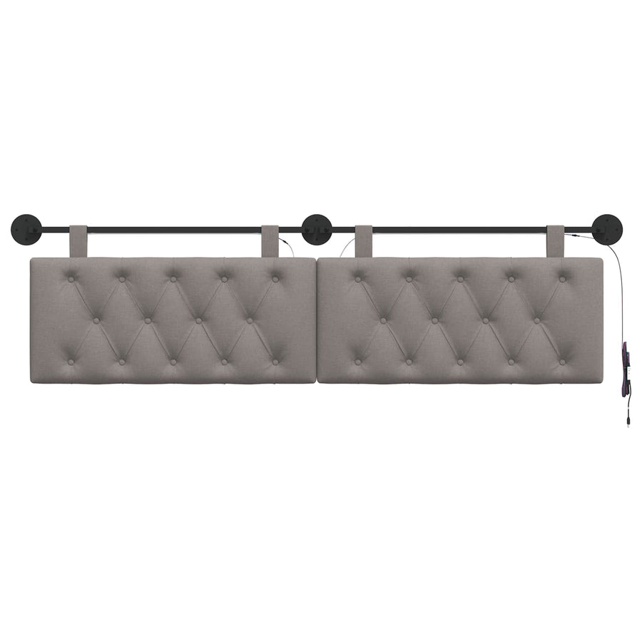 Hangend hoofdbord Met LED-verlichting Taupe Stof
