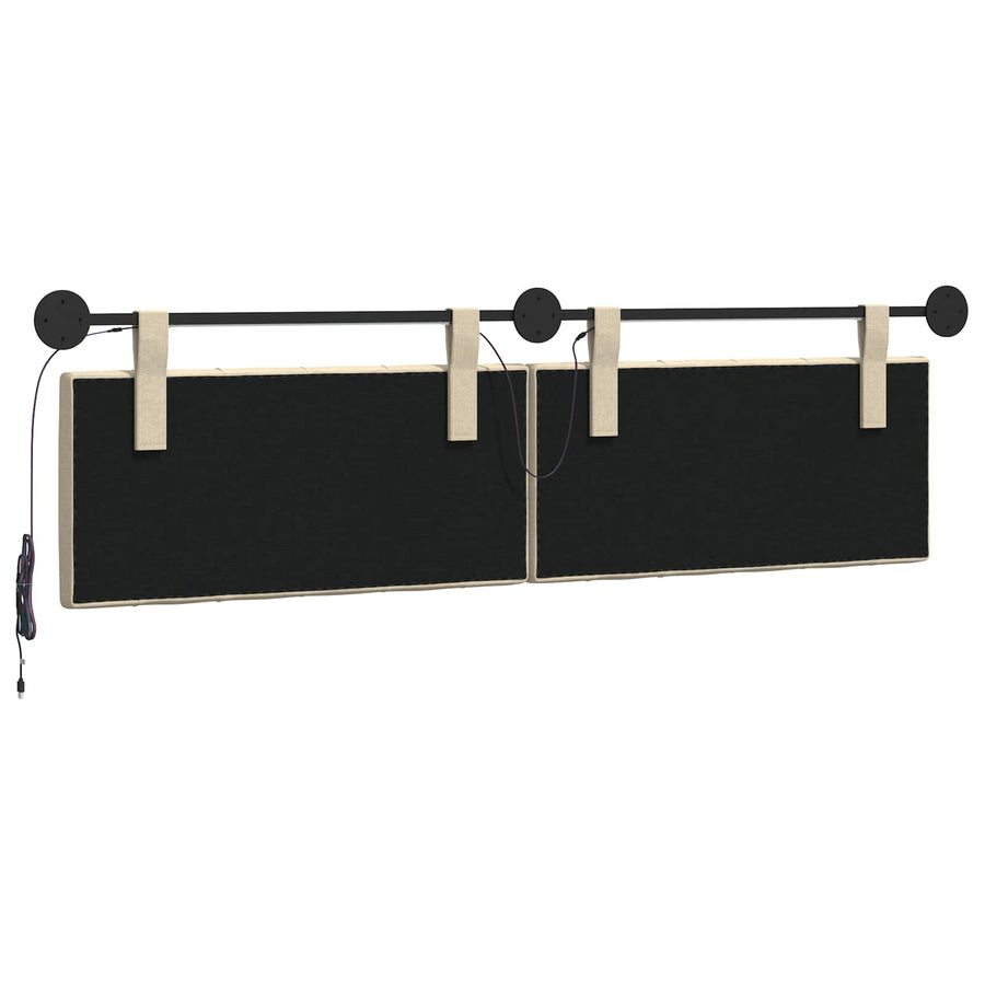 Hangend hoofdbord Met LED-verlichting Crèmekleurig Stof