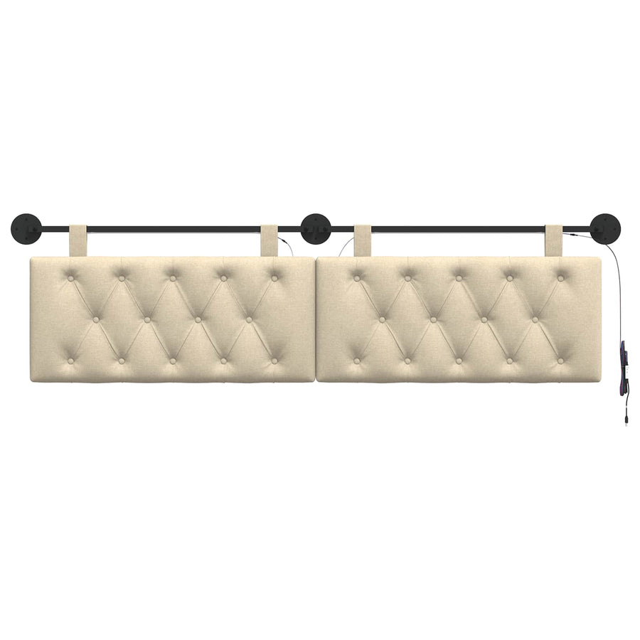 Hangend hoofdbord Met LED-verlichting Crèmekleurig Stof