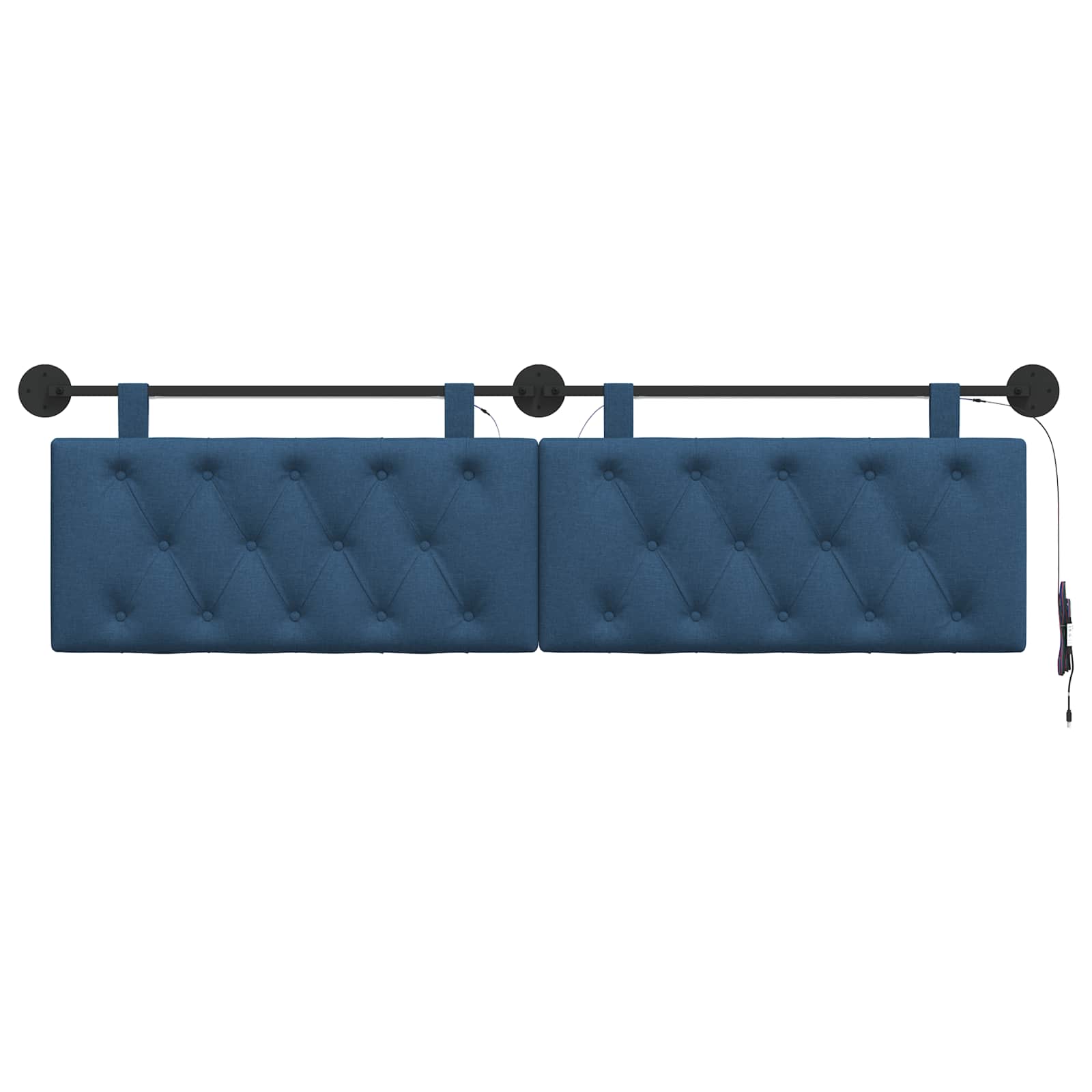 Hangend hoofdbord Met LED-verlichting Blauw Stof