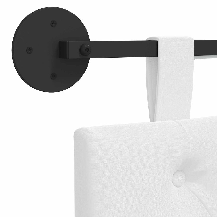 Hangend hoofdbord Met LED-verlichting Wit Stof