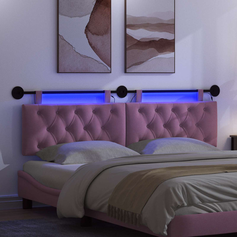 Hangend hoofdbord Met LED-verlichting Roze Stof