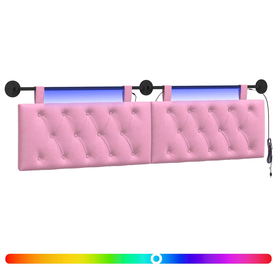 Hangend hoofdbord Met LED-verlichting Roze Stof