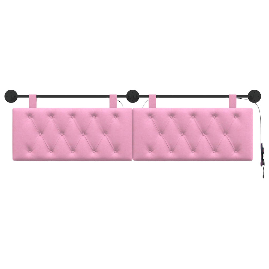 Hangend hoofdbord Met LED-verlichting Roze Stof