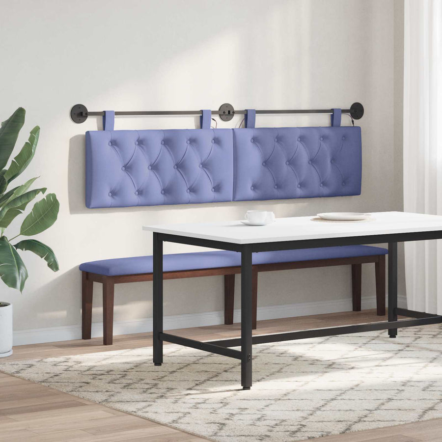 Hangend hoofdbord Met LED-verlichting Jeans Blauw Stof