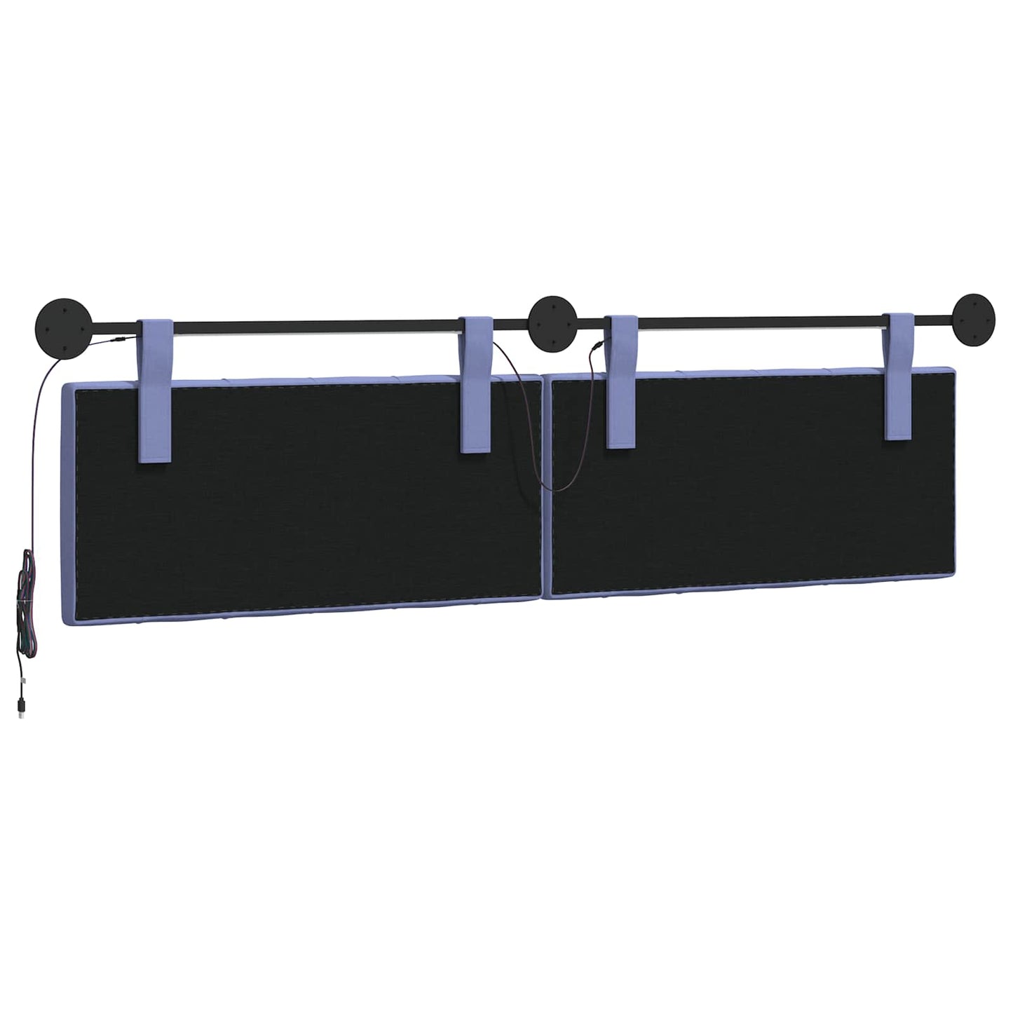 Hangend hoofdbord Met LED-verlichting Jeans Blauw Stof