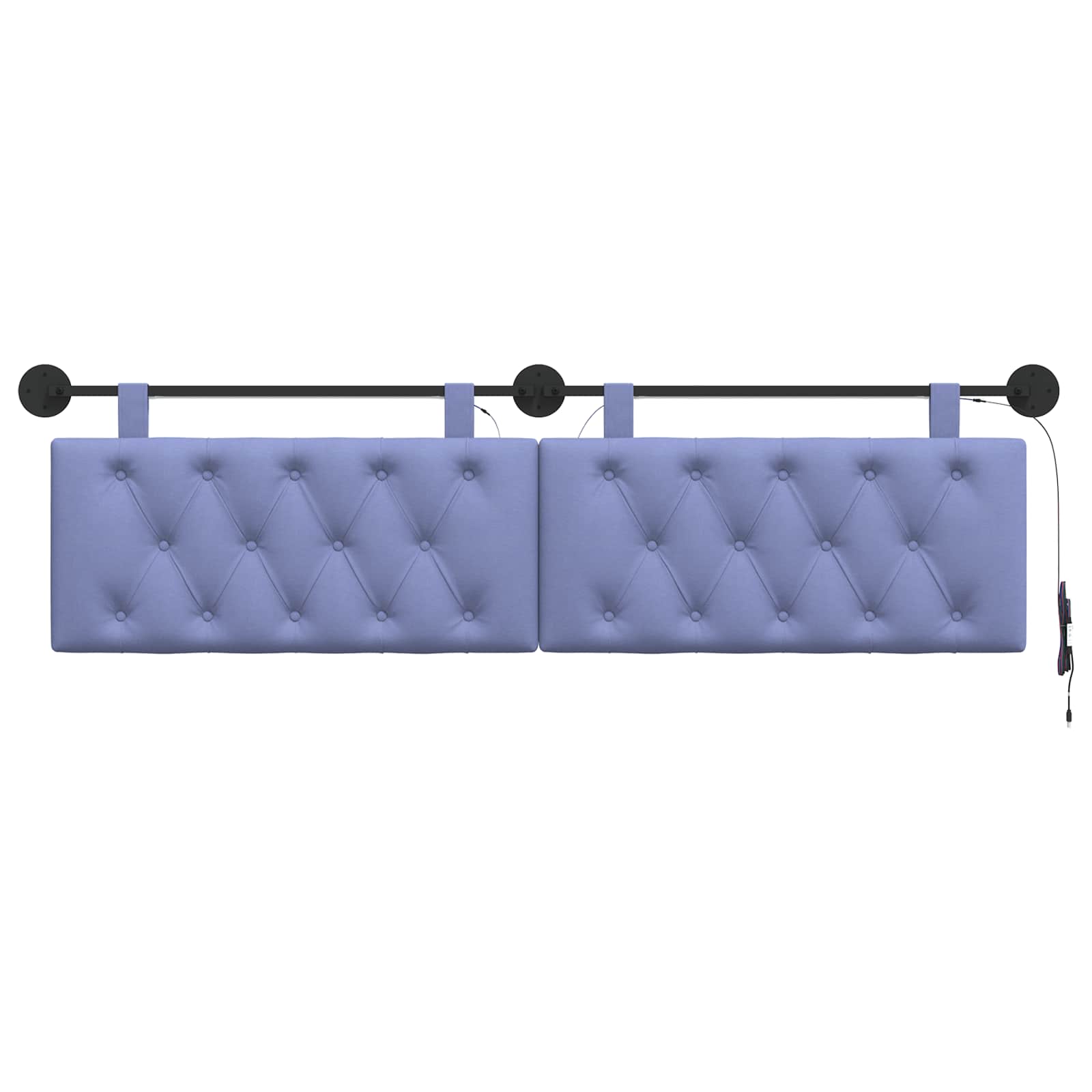 Hangend hoofdbord Met LED-verlichting Jeans Blauw Stof