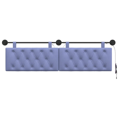 Hangend hoofdbord Met LED-verlichting Jeans Blauw Stof