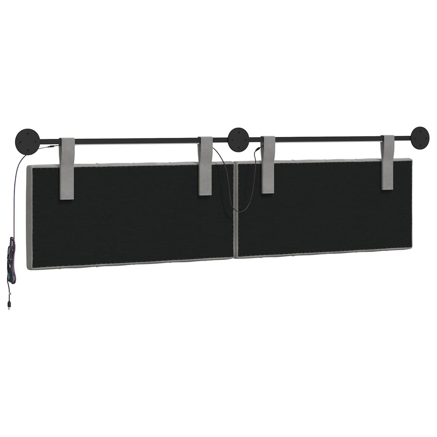 Hangend hoofdbord Met LED-verlichting Lichtgrijs Fluweel