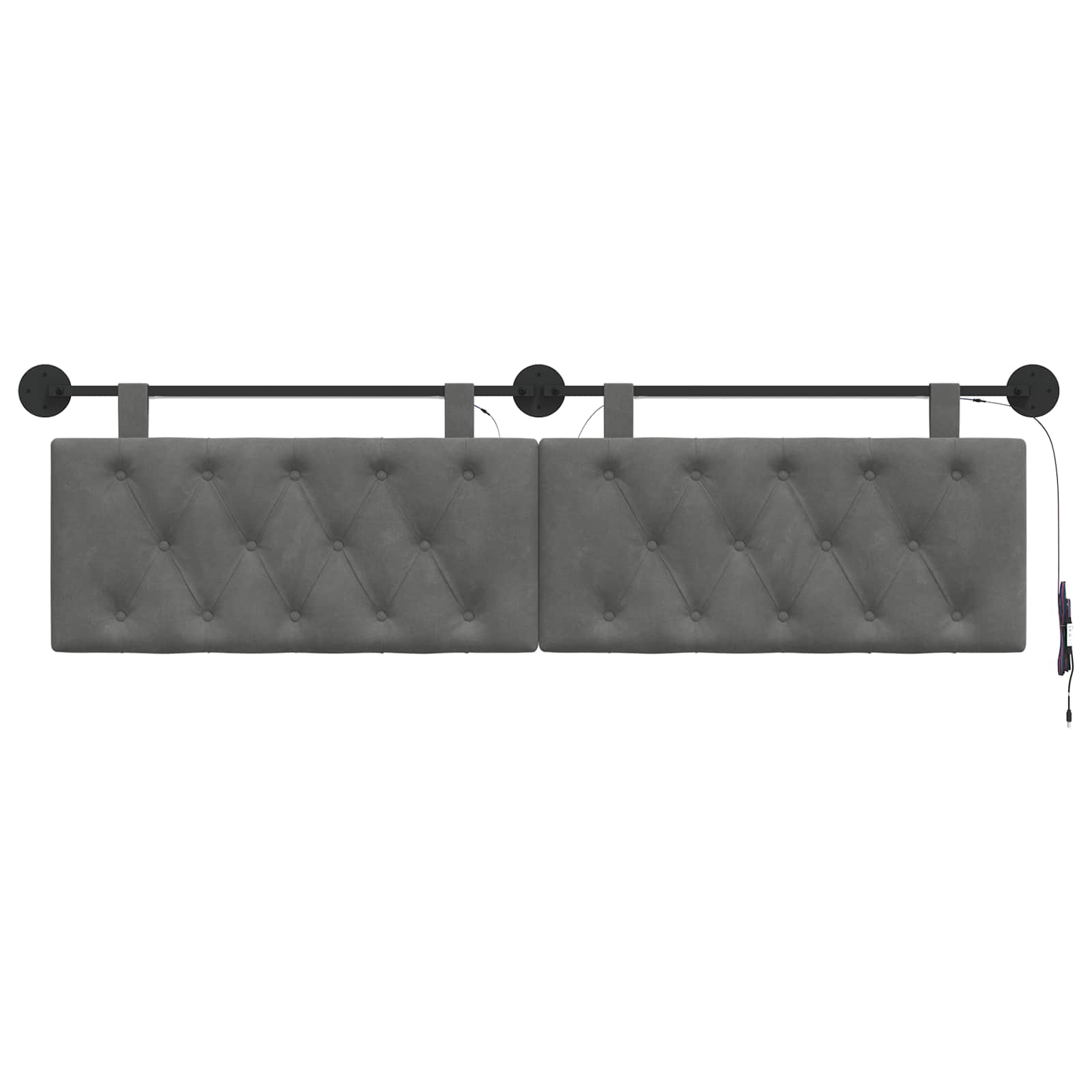 Hangend hoofdbord Met LED-verlichting Donkergrijs Fluweel