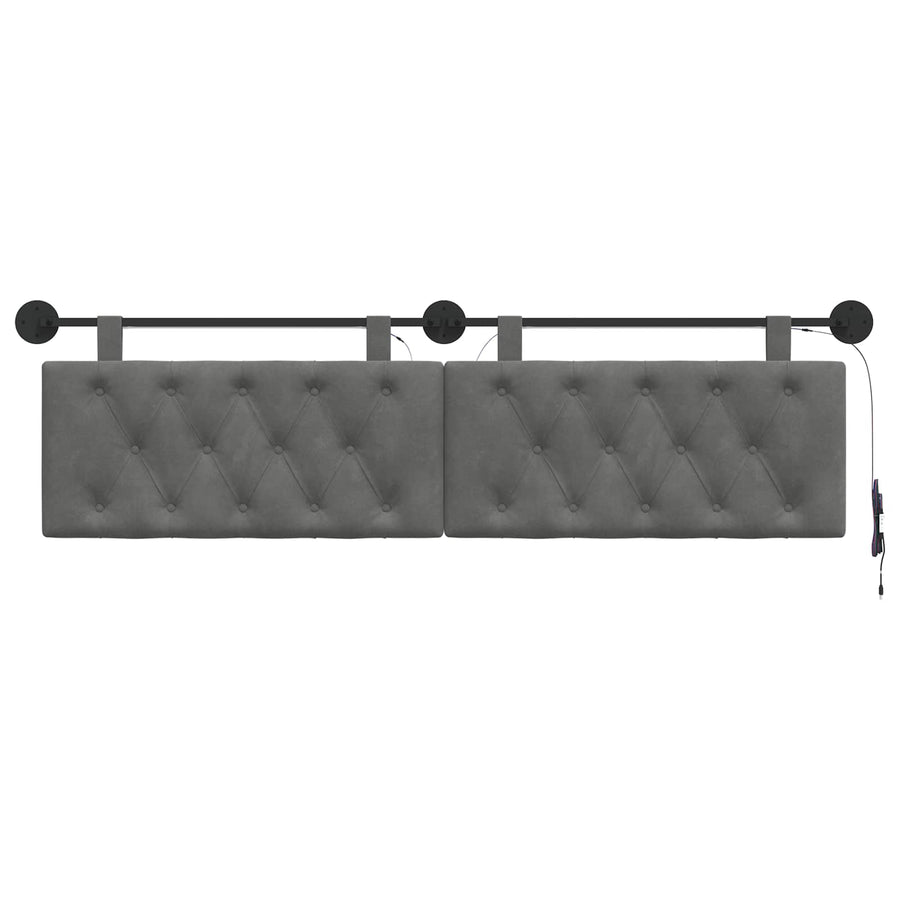 Hangend hoofdbord Met LED-verlichting Donkergrijs Fluweel