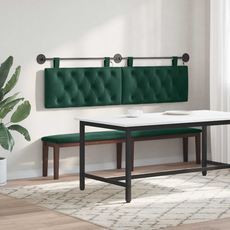 Hangend hoofdbord Met LED-verlichting Donkergroen Fluweel