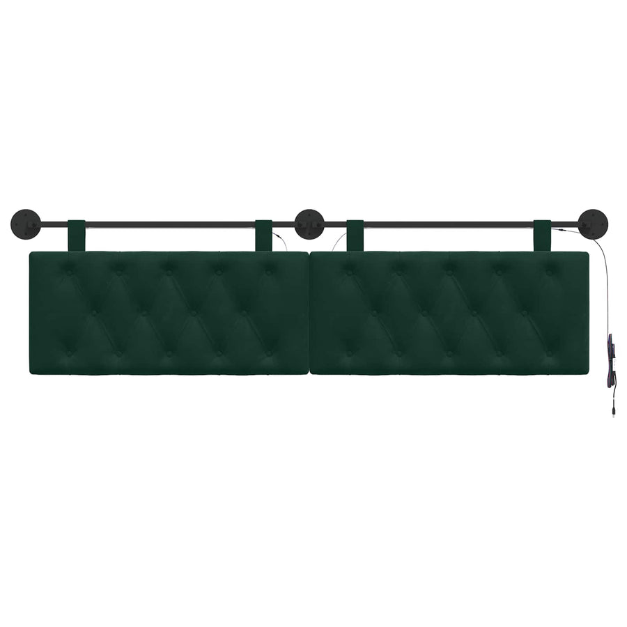 Hangend hoofdbord Met LED-verlichting Donkergroen Fluweel