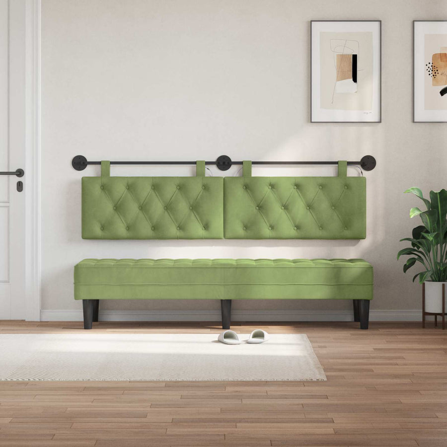 Hangend hoofdbord Met LED-verlichting Lichtgroen Fluweel