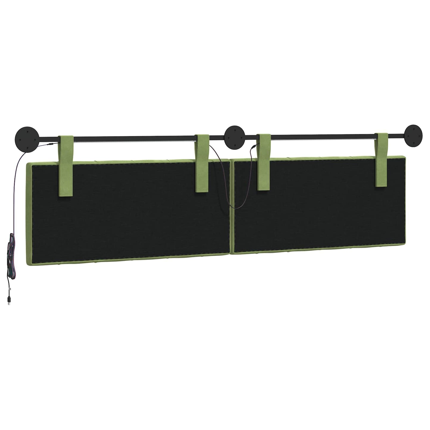 Hangend hoofdbord Met LED-verlichting Lichtgroen Fluweel